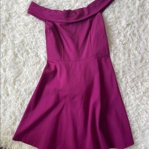 Pink off-the-shoulder Lulu’s skater dress